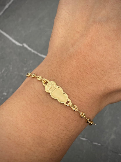 Pulso Bebe con Placa San Benito 1.8gr / 15cm / 8.5mm — Oro Amarillo