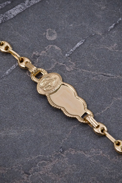 Pulso bebe con placa virgen de la milagrosa 1.8gr / Largo 15cm — Oro Amarillo