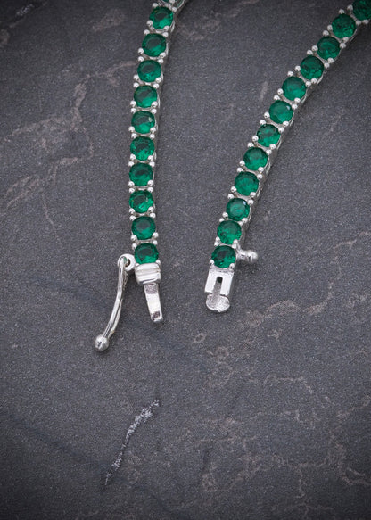 Pulso tenis con swarovski verde 8.55gr / Largo 18cm / Plata M