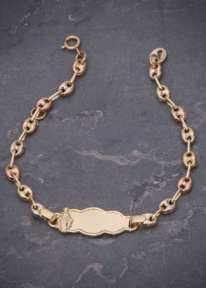Pulso con placa virgen de la milagrosa 1.95gr / Largo 14.5cm / Tres Oros Nac M