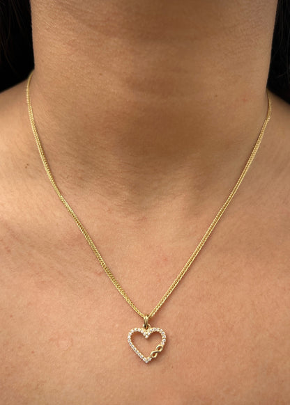 Dije corazon con swarovski blanco 1.2gr / Largo 1.8cm / Oro Amarillo Nac B