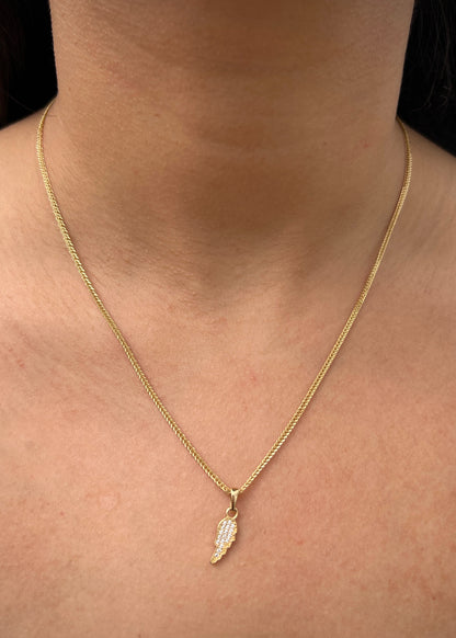 Dije ala con swarovski blanco 1gr / Largo 2cm / Oro Amarillo Nac B