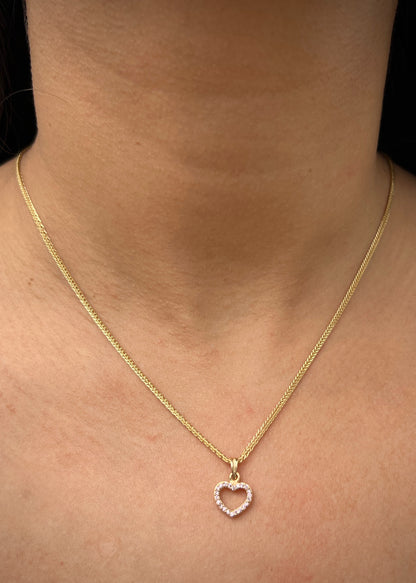 Dije corazon con swarovski rosa 0.95gr / Largo 1.5cm / Oro Amarillo Nac B