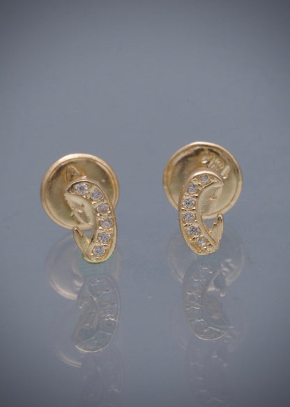 Topos virgen de guadalupe con swarovki blanco 0.6gr / Largo 0.6cm / Oro Amarillo Nac*