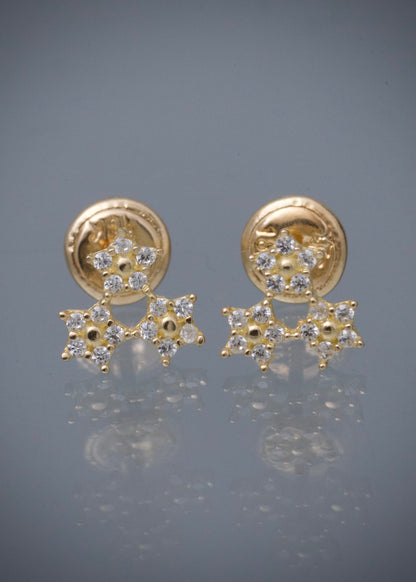 Topos flores con swarovski blanco 0.85gr / Largo 0.7cm — Oro Amarillo