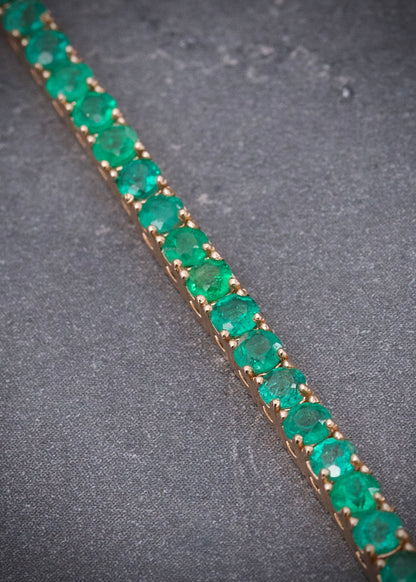 Pulso tenis con 421pts de esmeraldas 10.85gr / Largo 19.5cm / Oro Rosado (Joya) M