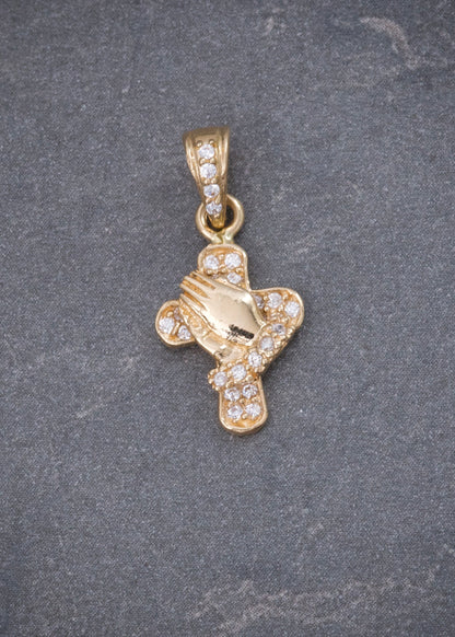 Dije Cruz con Swarovski Blanco 1.3gr / 2cm / 10mm — Oro Amarillo