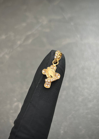 Dije Cruz con Swarovski Blanco 1.3gr / 2cm / 10mm — Oro Amarillo