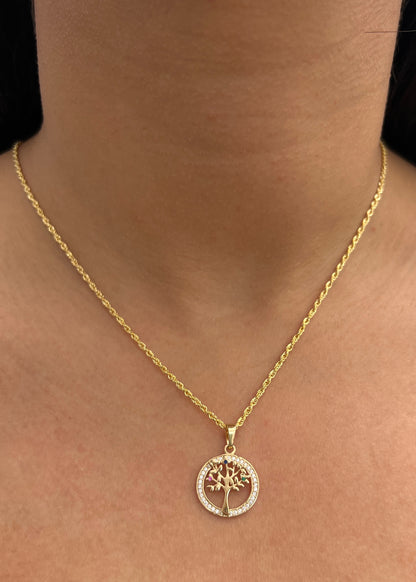 Dije Arbol de la Vida con Swarovskis 1.6gr / 2.4cm / 16.3mm — Oro Amarillo