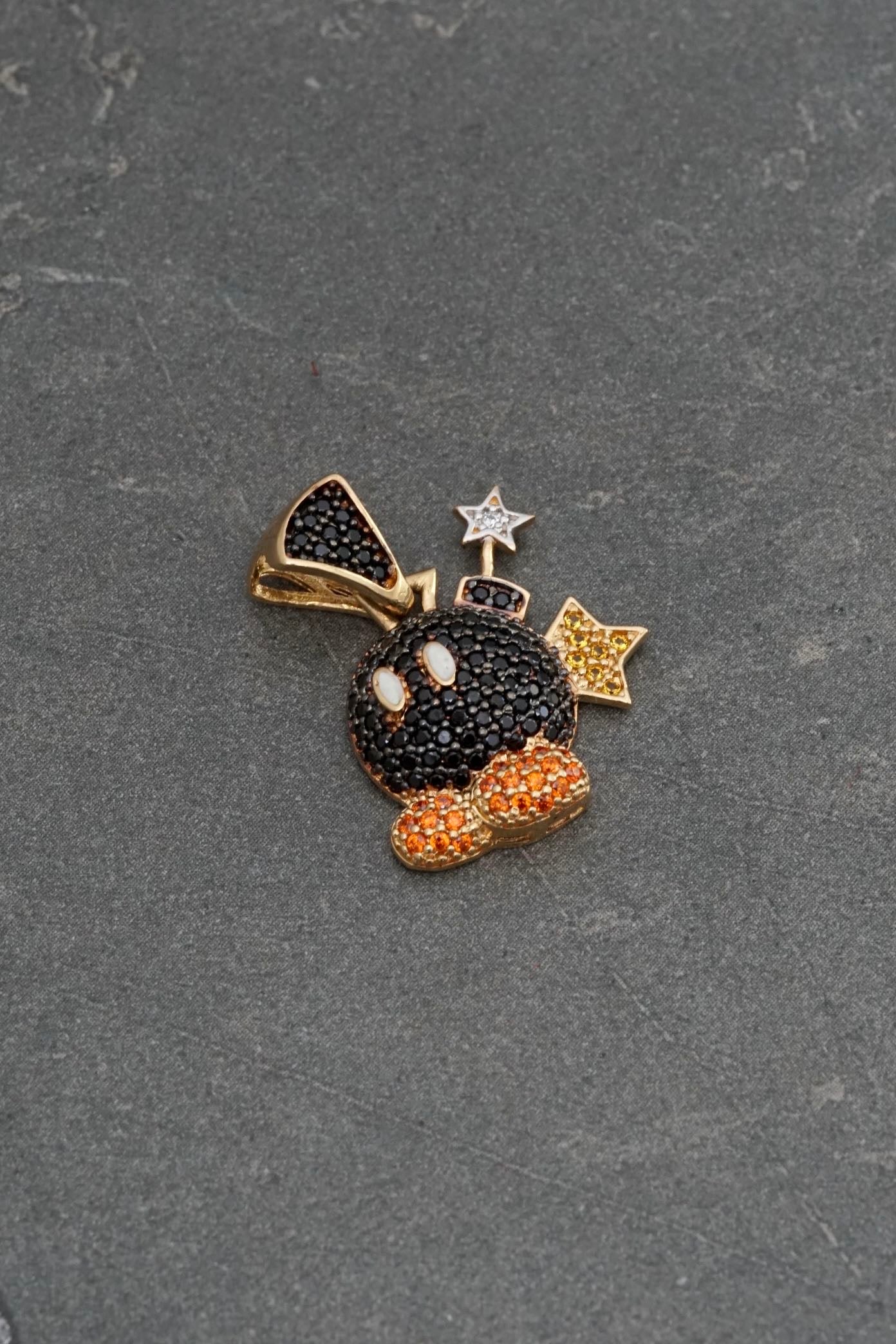 Dije bomba con swarovski 3.1gr / Largo 2.3cm / Oro Amarillo Nac P