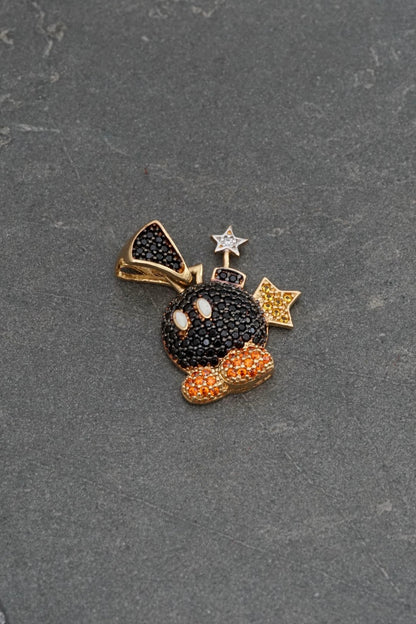 Dije bomba con swarovski 3.1gr / Largo 2.3cm / Oro Amarillo Nac P