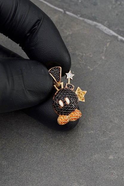 Dije bomba con swarovski 3.1gr / Largo 2.3cm / Oro Amarillo Nac P