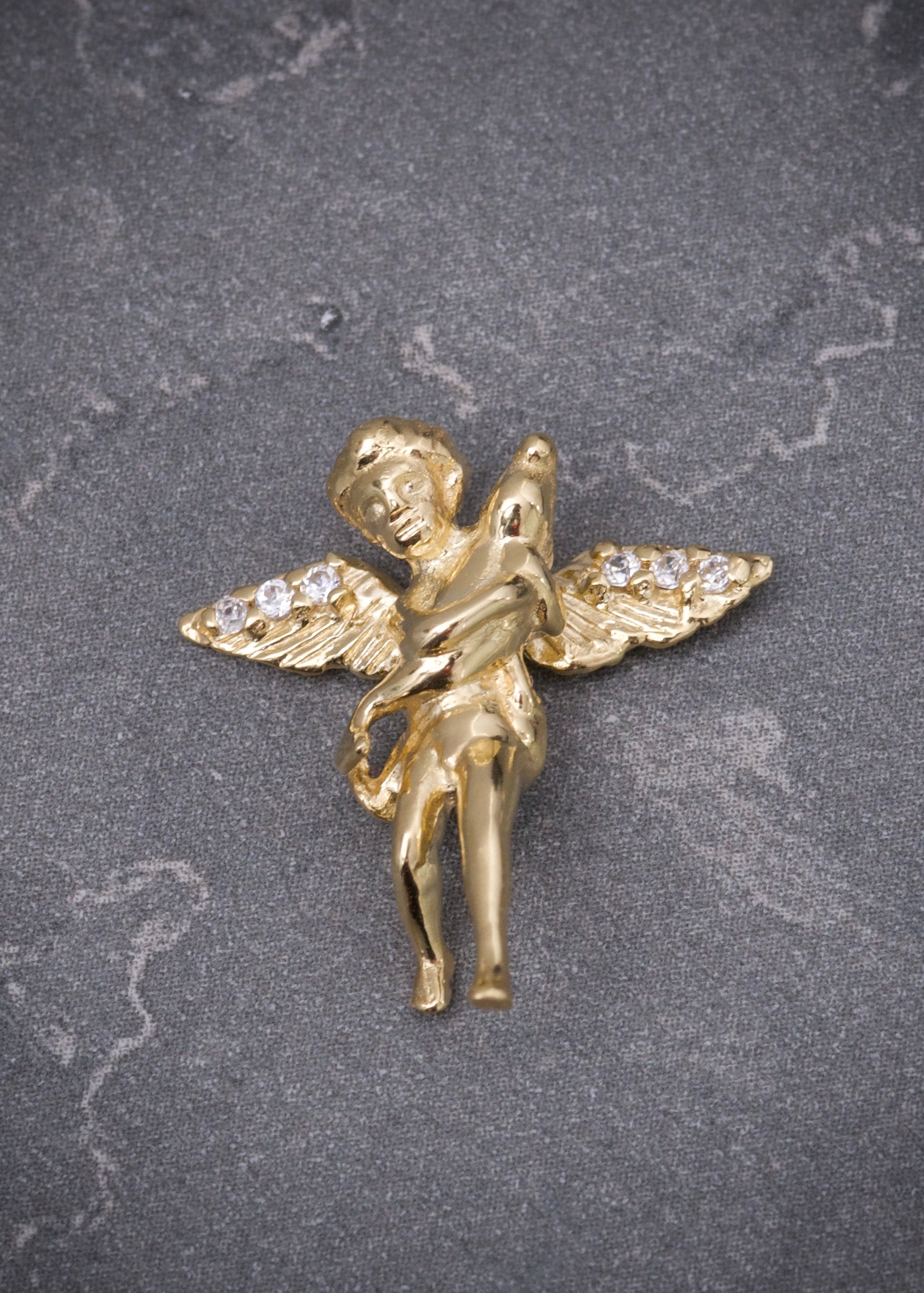 Dije angel con swarovski blanco 2.6gr / Largo 2cm / Oro Amarillo italy cte M