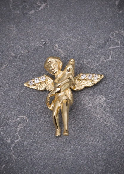 Dije angel con swarovski blanco 2.6gr / Largo 2cm / Oro Amarillo italy cte M