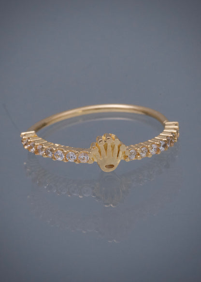 Anillo corona rx con swarovski blanco 2.15gr / TALLA 8 1/2 / Oro Amarillo Nac M