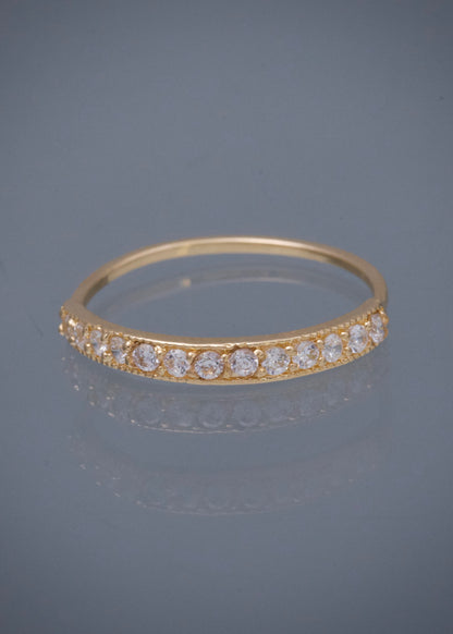 Anillo con swarovski blanco 1.5gr / TALLA 7 1/2 / Oro Amarillo Nac M