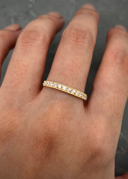 Anillo con swarovski blanco 1.5gr / TALLA 7 1/2 / Oro Amarillo Nac M