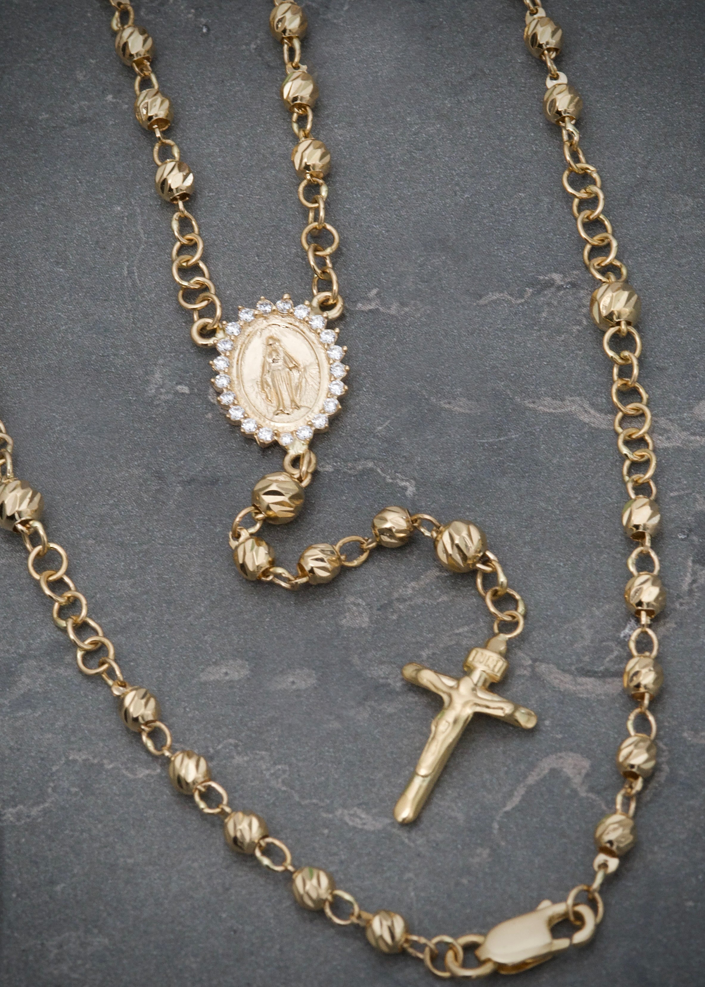 Rosario virgen de la milagrosa 10.8gr / Largo 50cm / Oro Amarillo Nac P
