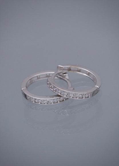 Candongas con Swarovskis Blancos 2.15gr / 1.4cm / 2.1mm — Oro Blanco