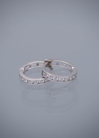 Candongas con Swarovskis Blancos 1.55gr / 1.1cm / 2mm — Oro Blanco