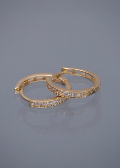 Candongas con Swarovskis Blancos 2.2gr / 1.4cm / 2.1mm — Oro Amarillo