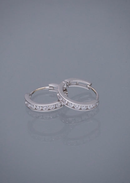 Candongas con Swarovskis Blancos 1.2gr / 1cm / 1.9mm — Oro Blanco