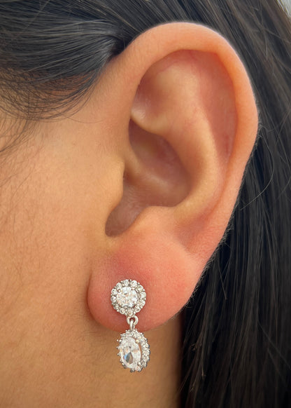Topos con Swarovskis Blancos 2.8gr / 1.8cm / 7mm — Oro Blanco
