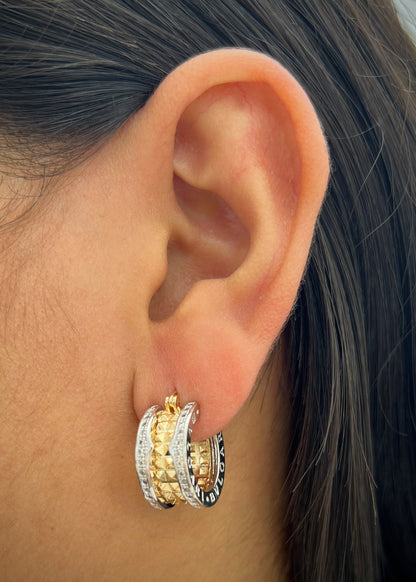 Candongas Bv con Swarovski Blanco 13.15gr / 1.9cm / 9.2mm — Dos Oros