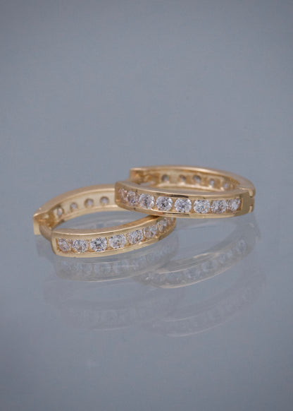 Candongas con Swarovski Blanco 1.95gr / 1.2cm / 2.3mm — Oro Amarillo