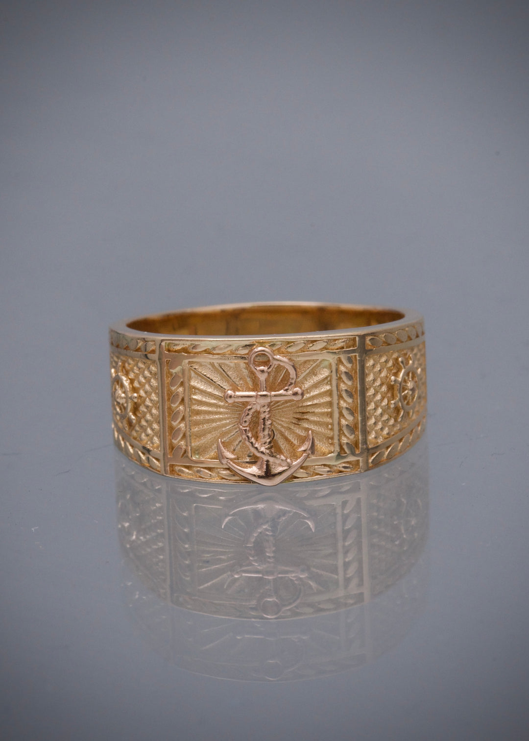Anillo ancla 13.95gr / Talla 10 3/4  — Dos Oros