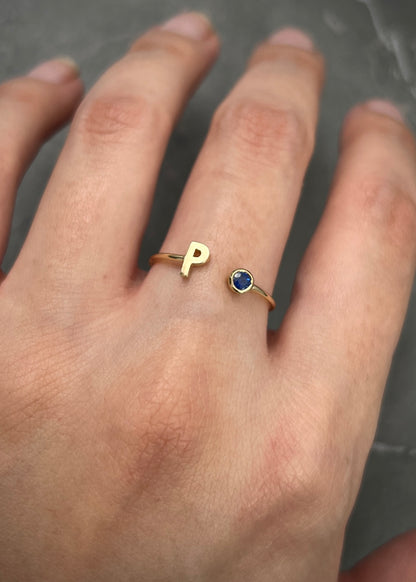 Anillo con swarovski azul 0.95gr / TALLA 6 1/4 / Oro Amarillo Nac B