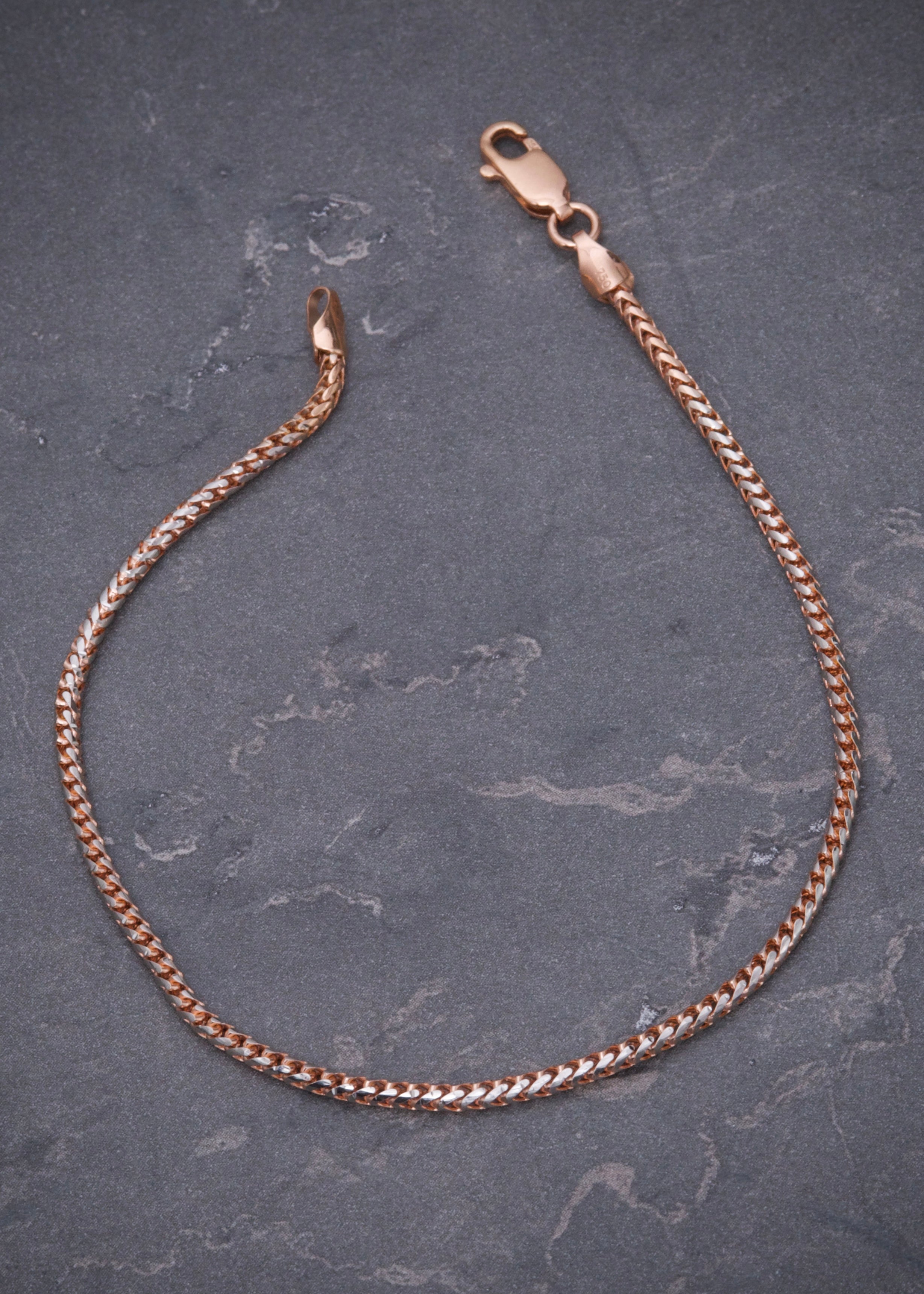 Pulso franco con pave 5.05gr / Largo 19cm / Oro Rosado italy +3 M