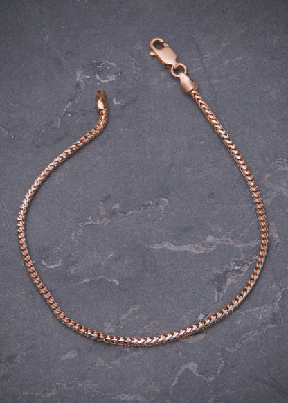 Pulso franco con pave 5.05gr / Largo 19cm / Oro Rosado italy +3 M