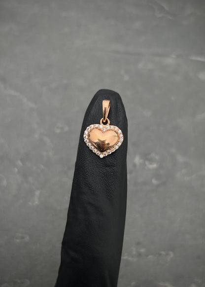 Dije corazon con swarovski blanco 1.25gr / Largo 1.6cm / Oro Rosado Nac B