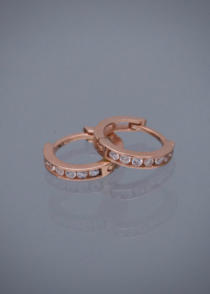 Candongas con Swarovskis Blancos 1.55gr / 1.1cm / 2.1mm — Oro Rosado