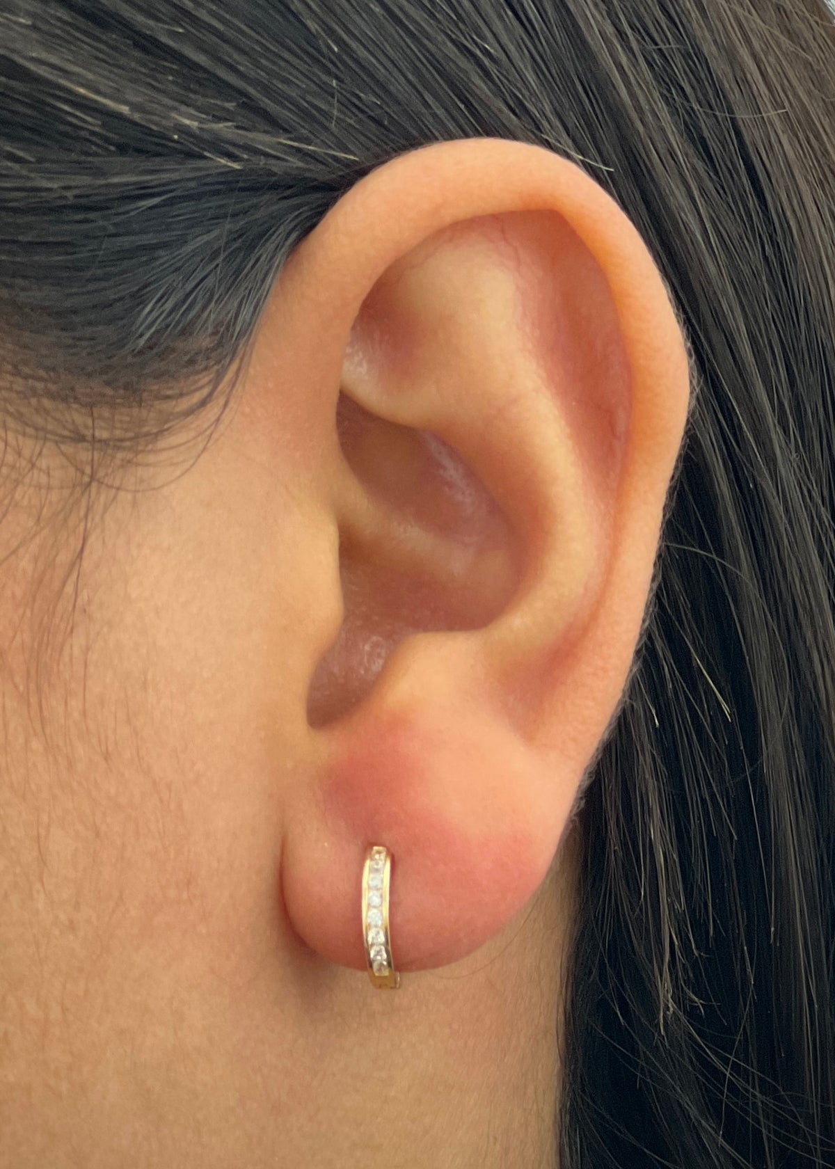 Candongas con Swarovski Blanco 1.2gr / 1cm / 2.1mm — Oro Amarillo