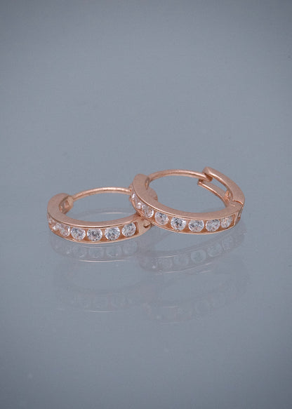 Candongas con Swarovskis Blancos 1.1gr / 1.1cm / 1.9mm — Oro Rosado