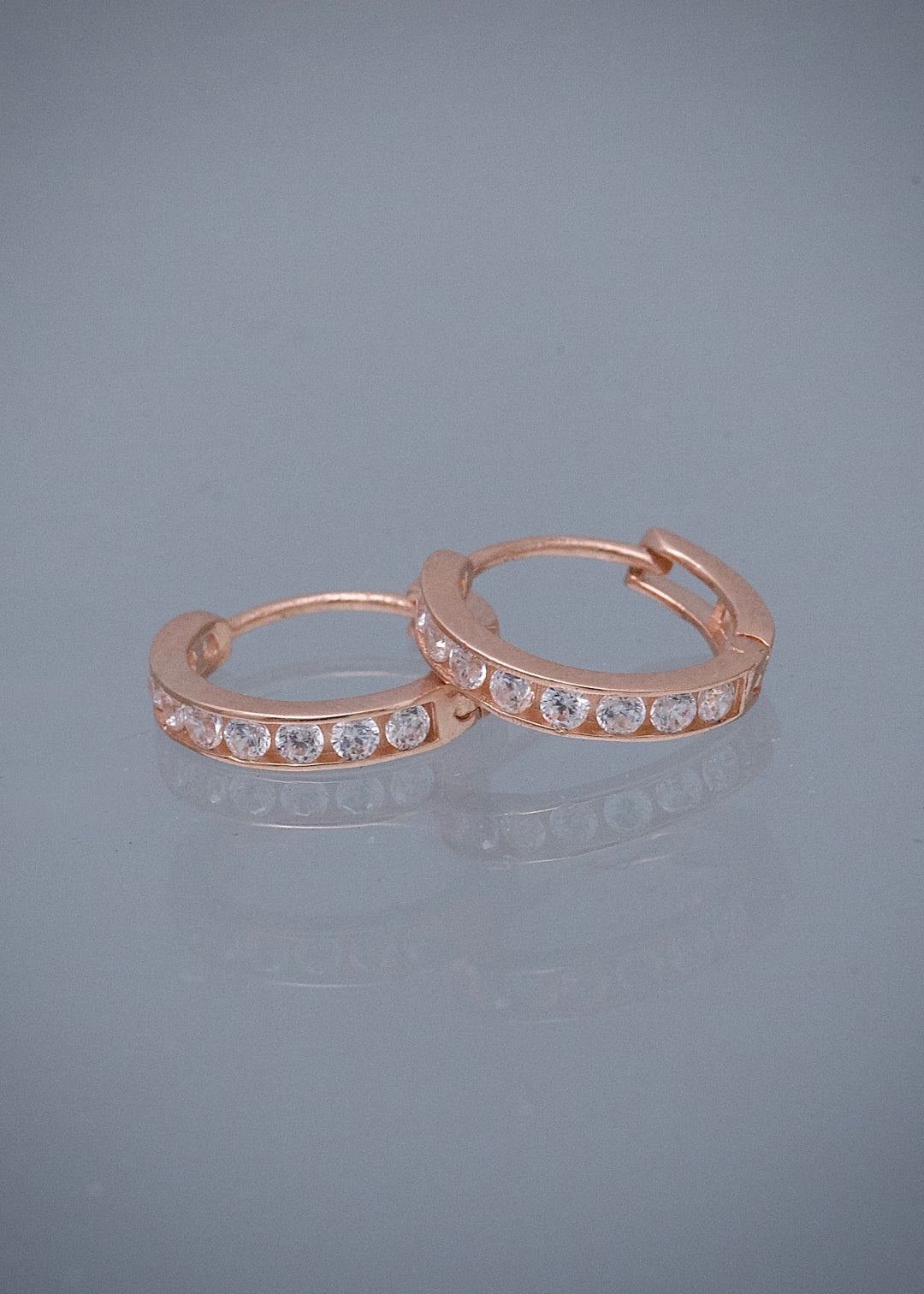 Candongas con Swarovski Blanco 1.5gr / 1.1cm / 2mm — Oro Rosado