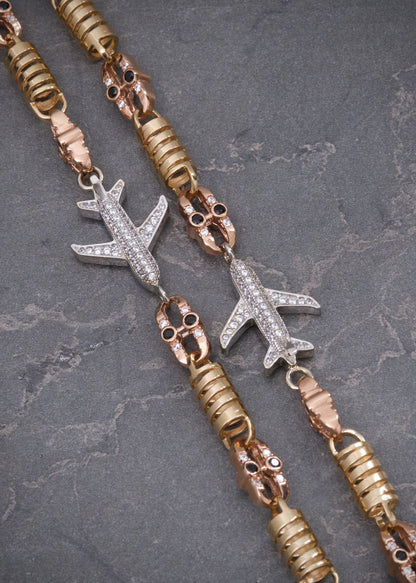 Cadena Rustica con Swarovskis Blancos 65.3gr / 70cm / 16mm — Tres Oros