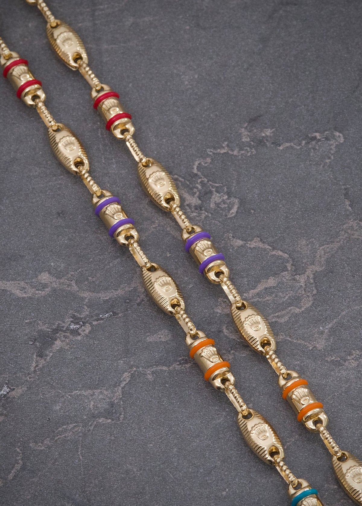 Cadena Rx con Cauchos Multicolor 14gr / 60cm / 4.6mm — Oro Amarillo