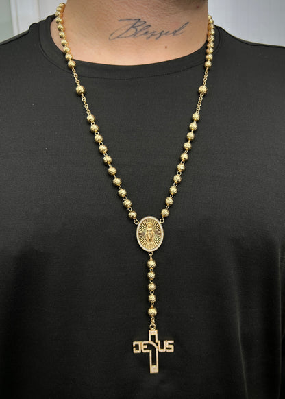 Rosario Diamantado Virgen de la Milagrosa 39.95gr / 70cm / 7mm — Oro Amarillo