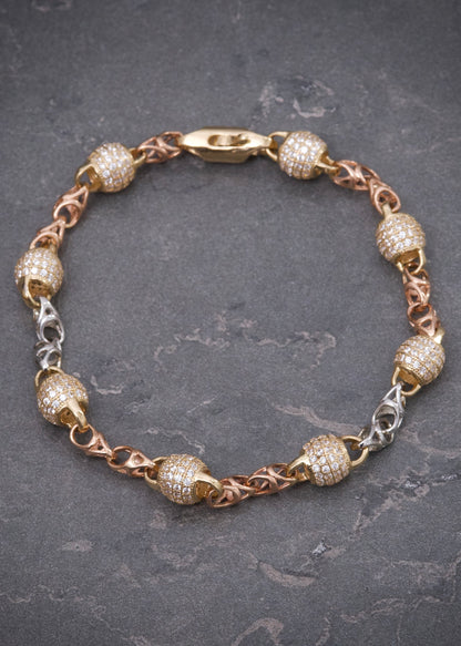 Pulso Rustico con Swarovski Blanco 11.8gr / 18.5cm / 6mm — Tres Oros