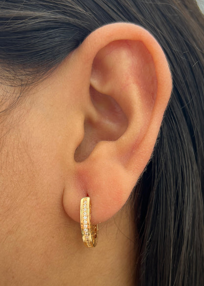 Candongas Bv con Swarovski Blanco 4.5gr / 1.5cm / 2.8mm — Oro Amarillo