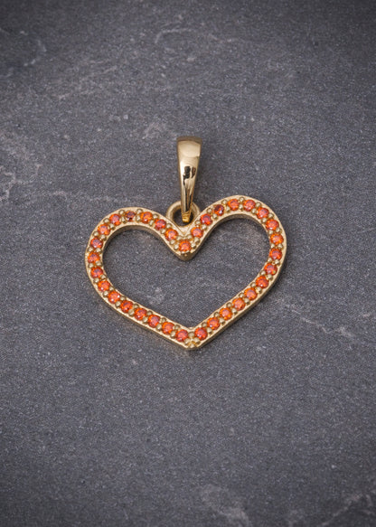 Dije corazon con swarovski naranjado 1.15gr / Largo 1.8cm / Oro Amarillo Nac P