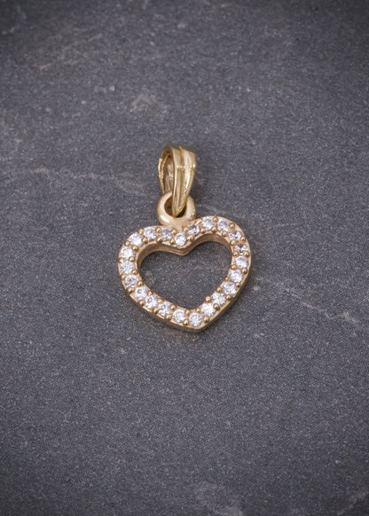 Dije corazon con swarovski blanco 0.95gr / Largo 1.5cm / Oro Amarillo Nac P