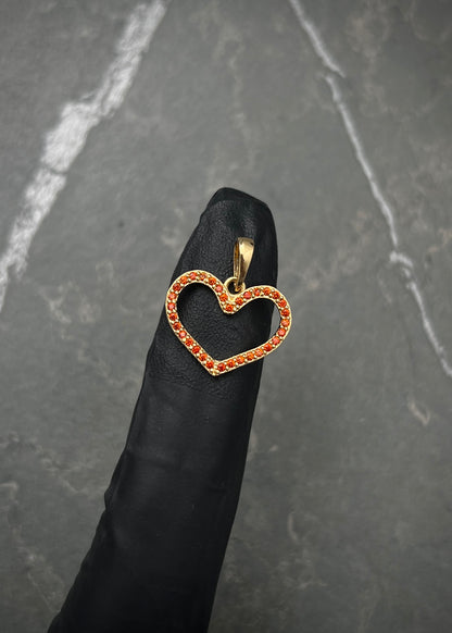 Dije corazon con swarovski naranjado 1.15gr / Largo 1.8cm / Oro Amarillo Nac P