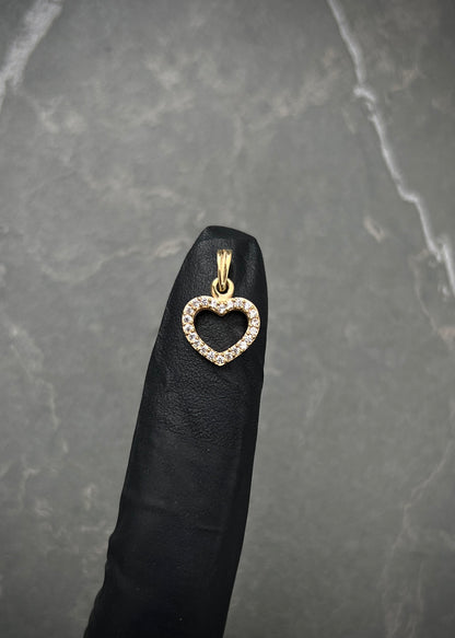 Dije corazon con swarovski blanco 0.95gr / Largo 1.5cm / Oro Amarillo Nac P