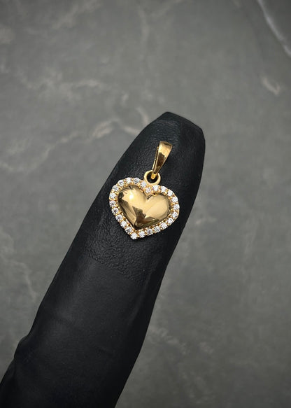 Dije Corazon con swarovski blanco 1.3gr / Largo 1.6cm / Oro Amarillo Nac M