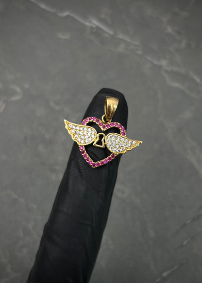 Dije corazon con alas 2.4gr / Largo 2.1cm / Oro Amarillo Nac M