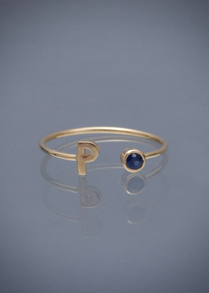 Anillo con swarovski azul 0.95gr / TALLA 6 1/4 / Oro Amarillo Nac B